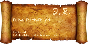 Duba Richárd névjegykártya
